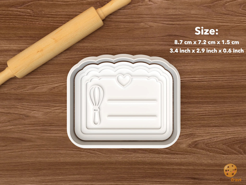 Baking Kitchen Cookie Cutter Set STL File - single recipe card with whisk