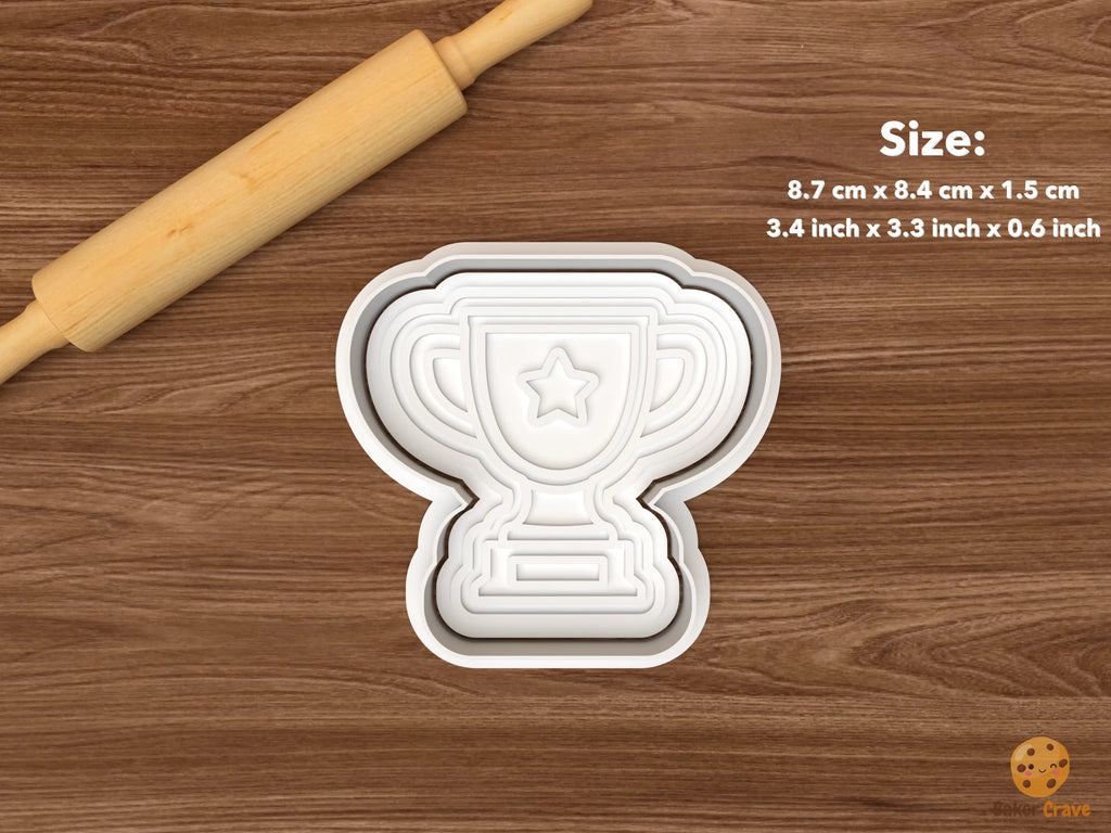 Baseball First Birthday Cookie Cutter Set STL File - single trophy cup