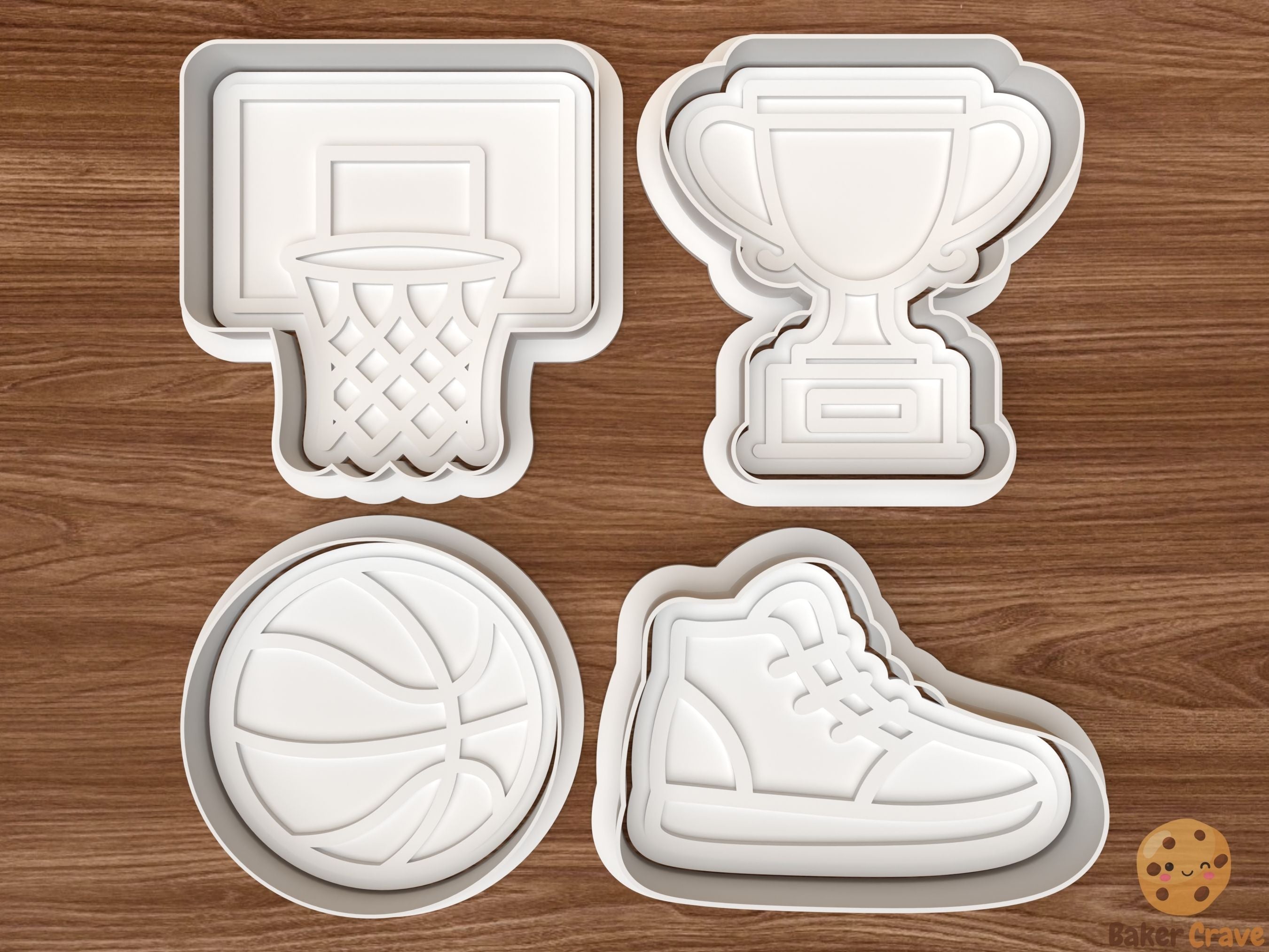 Basketball Cookie Cutter Set STL File - basket1