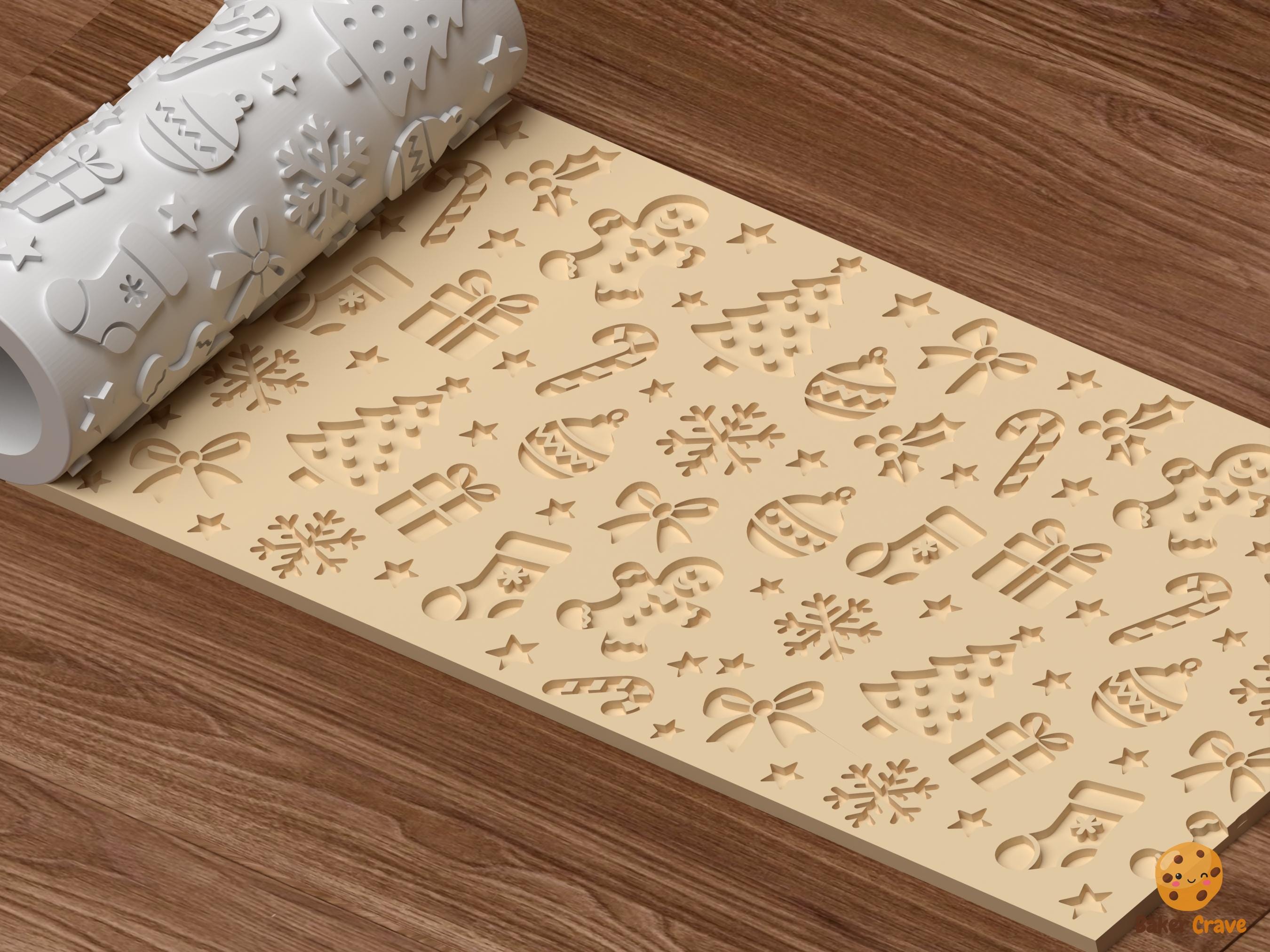 Classic Christmas Pattern Textured Roller STL File
