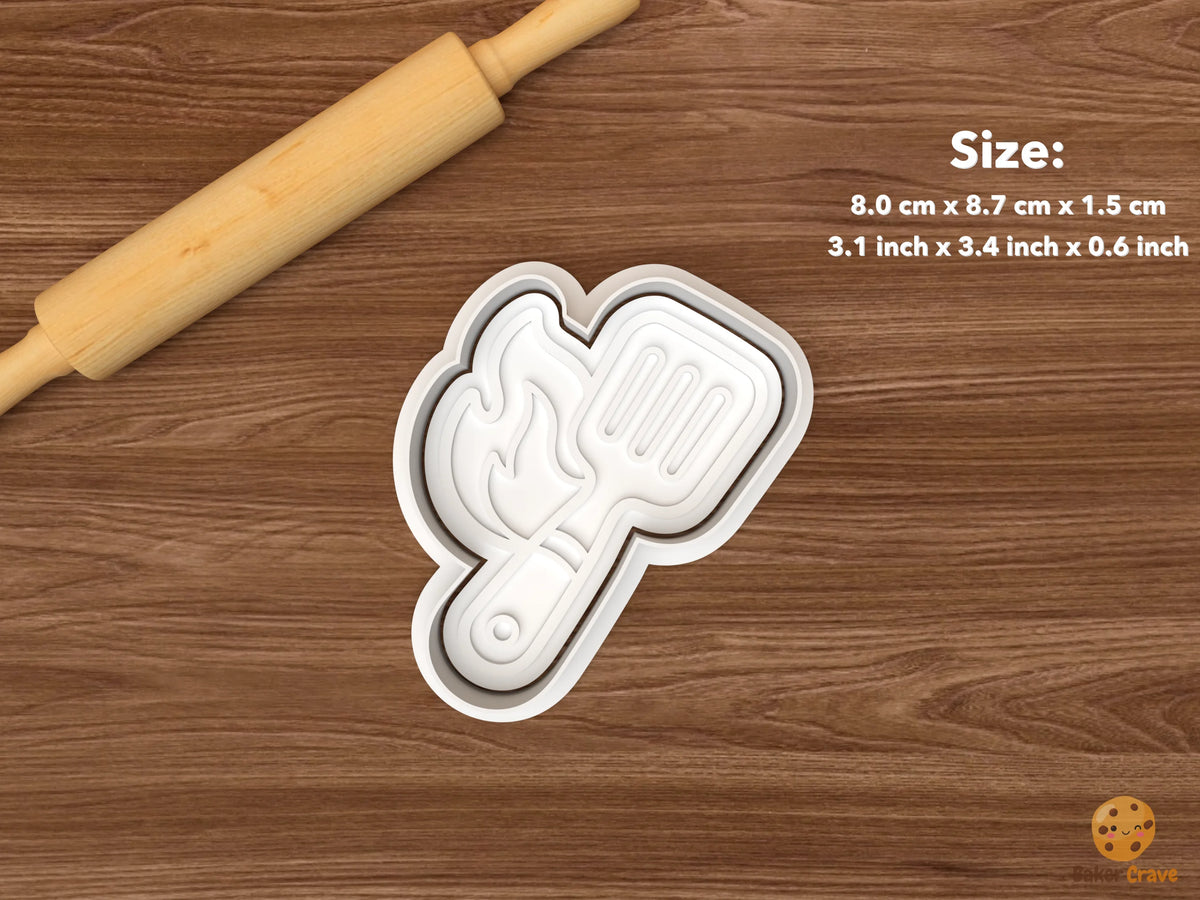 BBQ Dad Cookie Cutter Set STL File - single spatula with flame