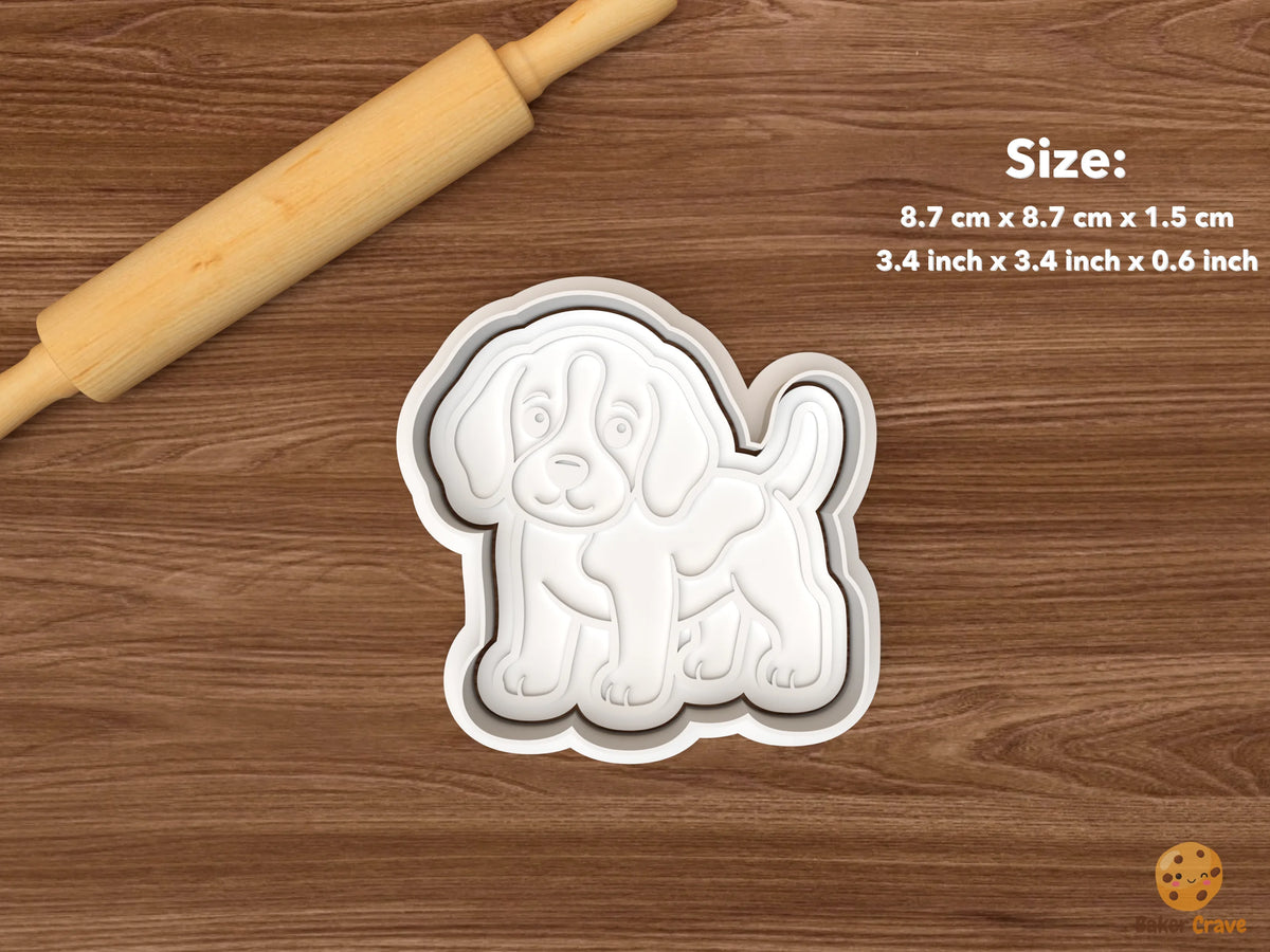 Beagle Dog Cookie Cutter Set STL File - single standing beagle puppy