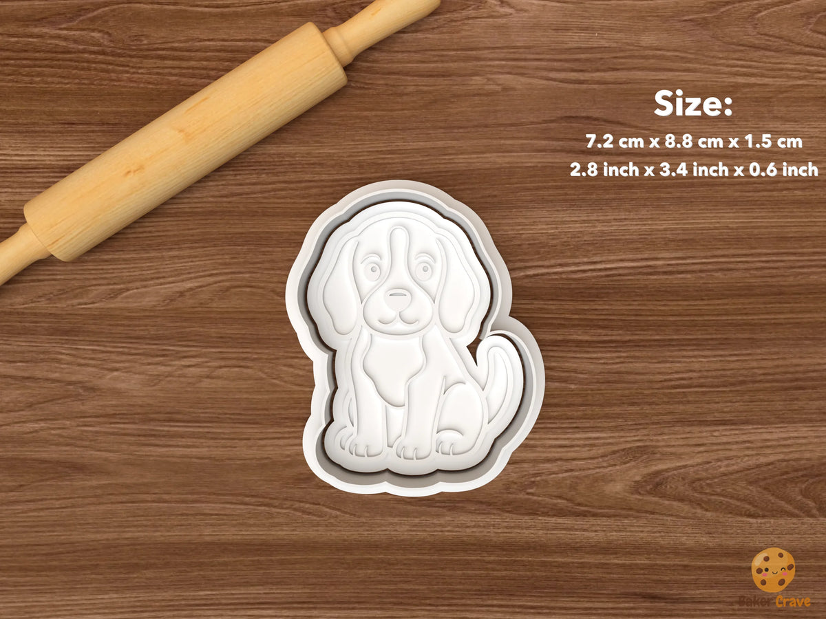 Beagle Dog Cookie Cutter Set STL File - single sitting beagle puppy