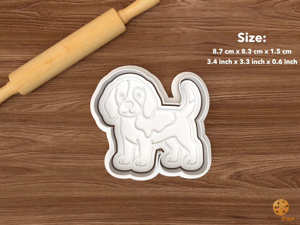 Beagle Dog Cookie Cutter Set STL File - single standing beagle dog