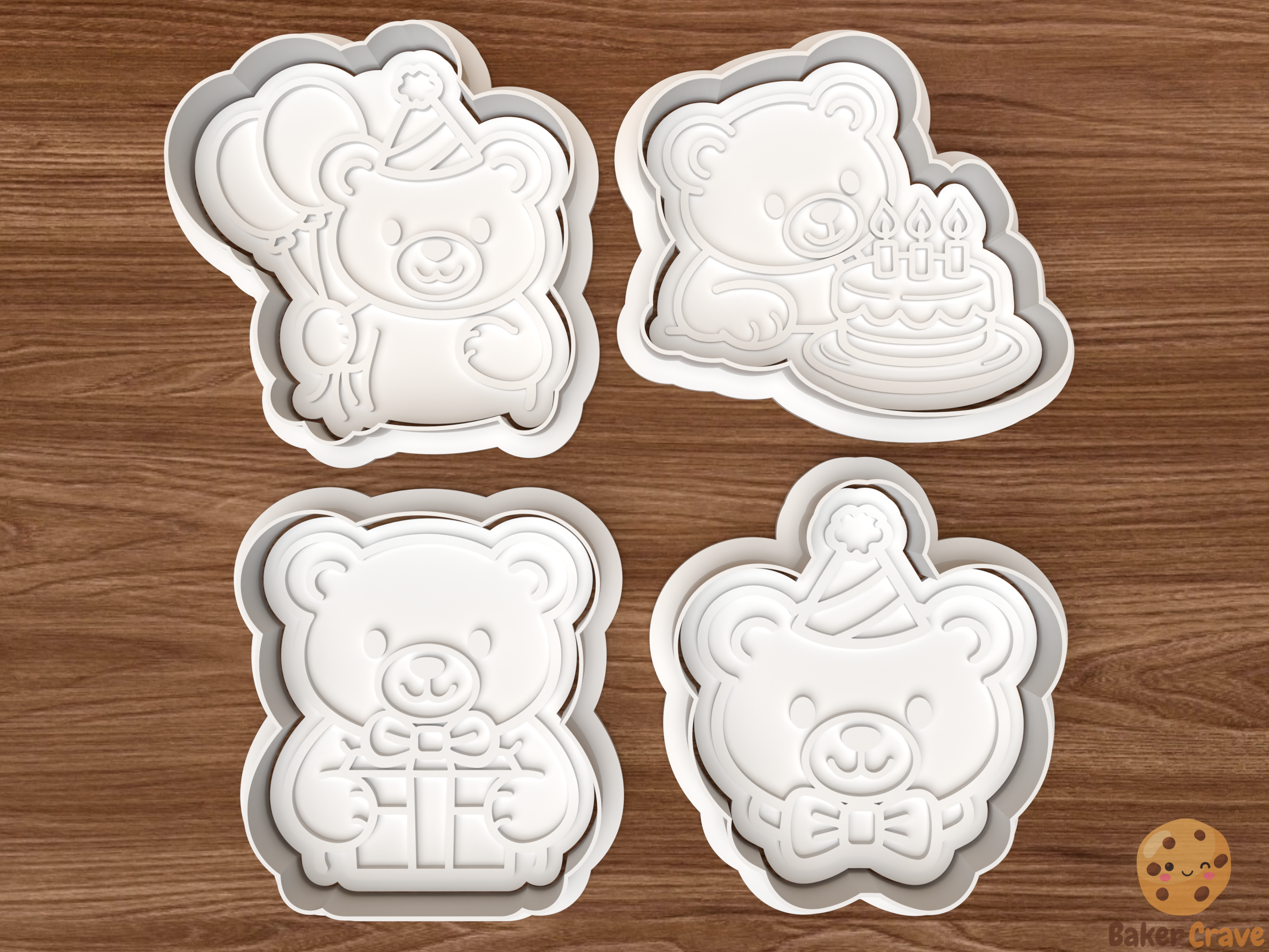 Birthday Teddy Bear Cookie Cutter Set STL File - bear1