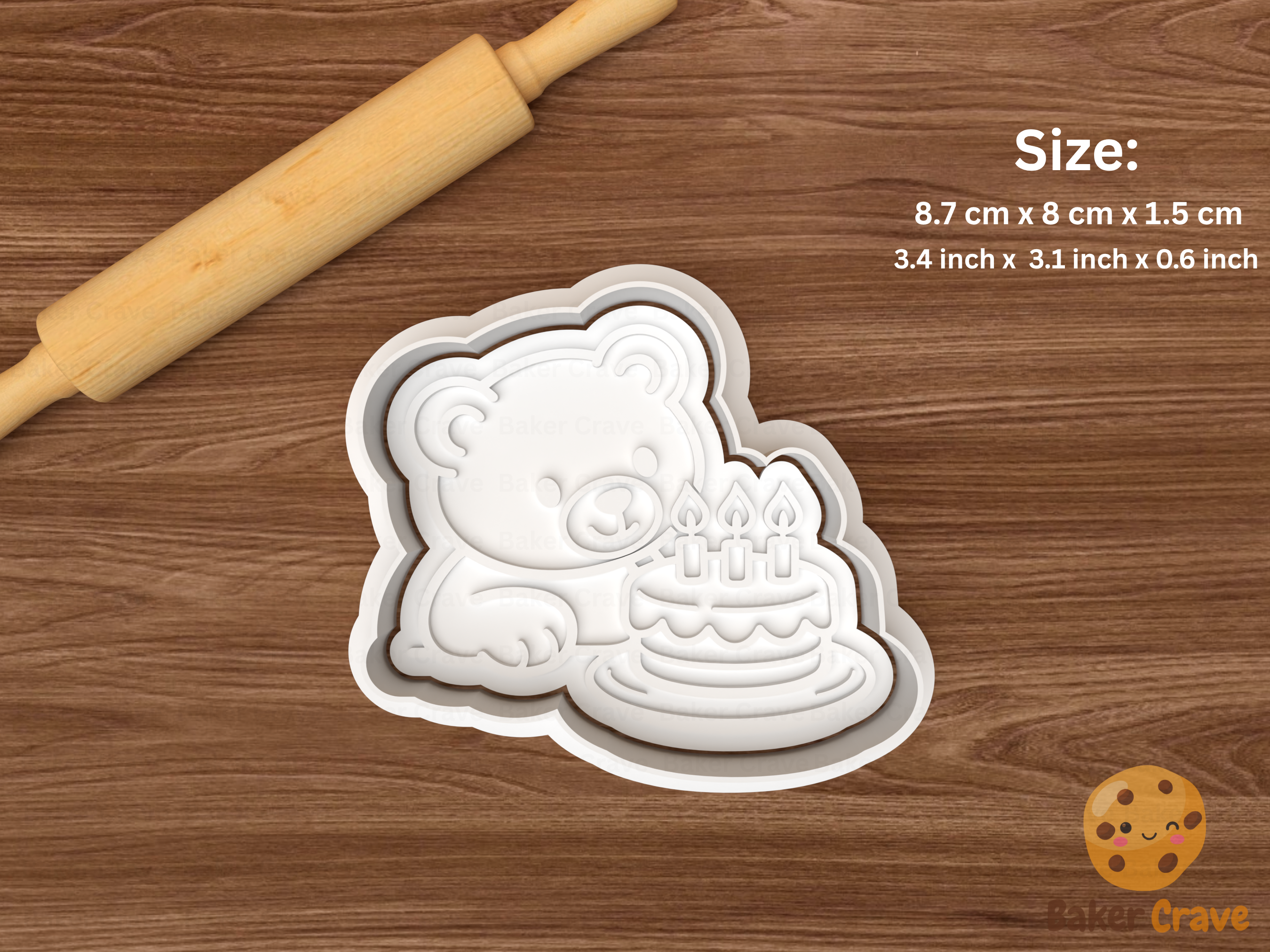 Birthday Teddy Bear Cookie Cutter Set STL File - bear9