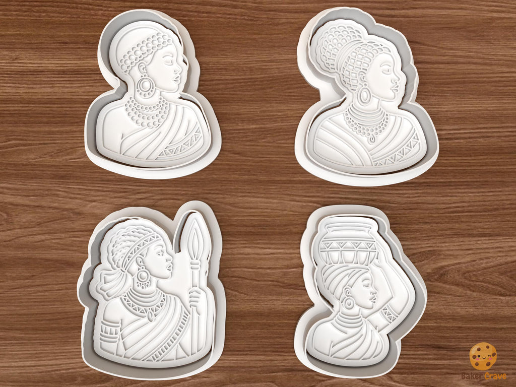 African Woman Cookie Cutter Set STL File