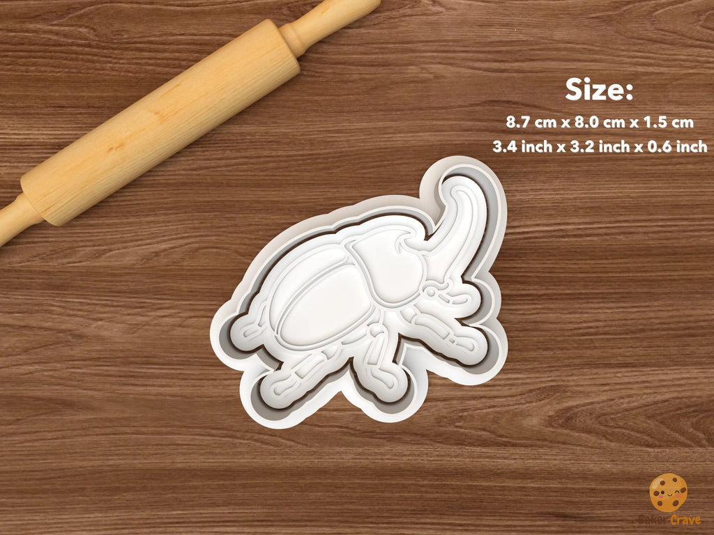Beetle Cookie Cutter Set STL File - single rhinoceros beetle