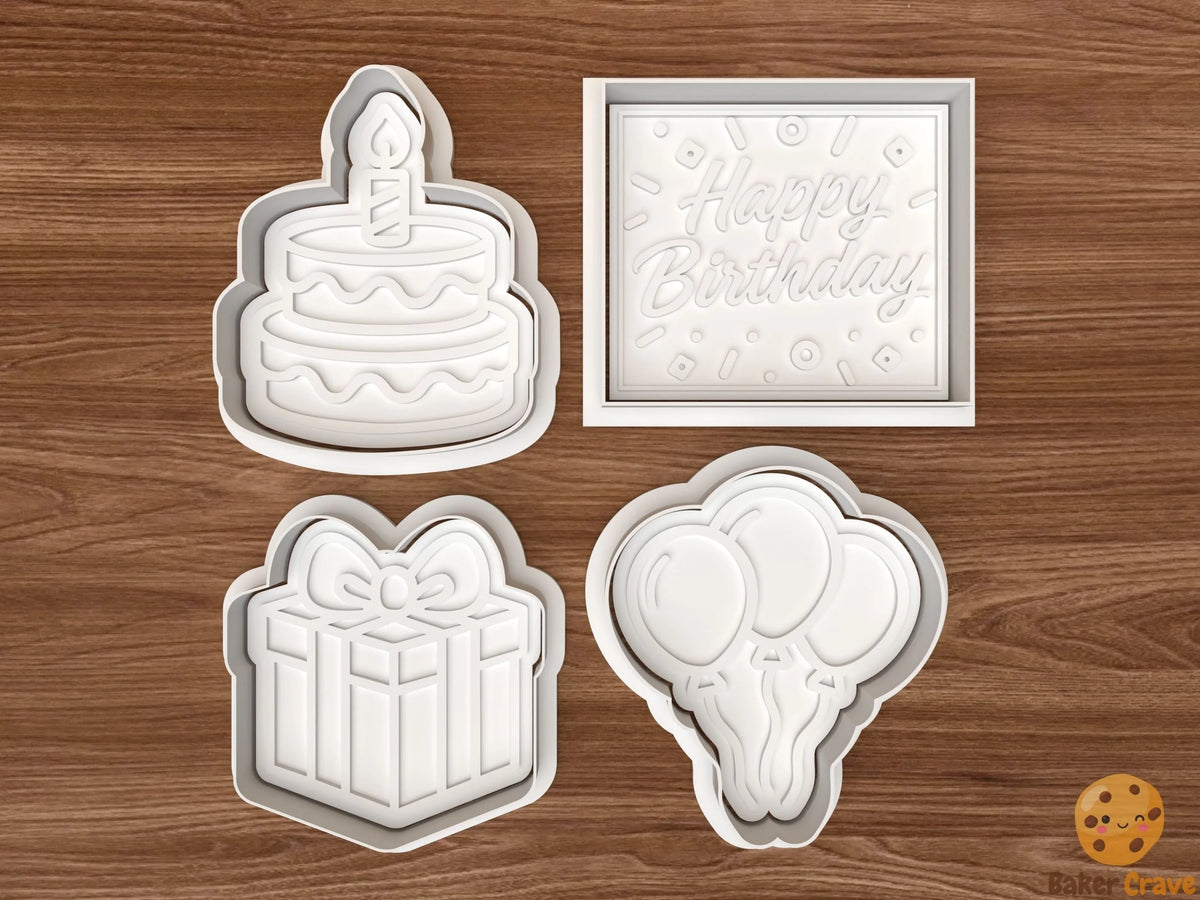 Birthday Cookie Cutter Set STL File - happy1