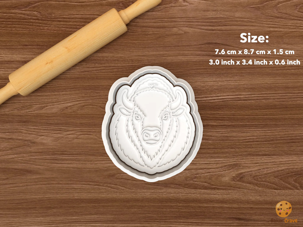 Bison Cookie Cutter Set STL File - single front facing bison