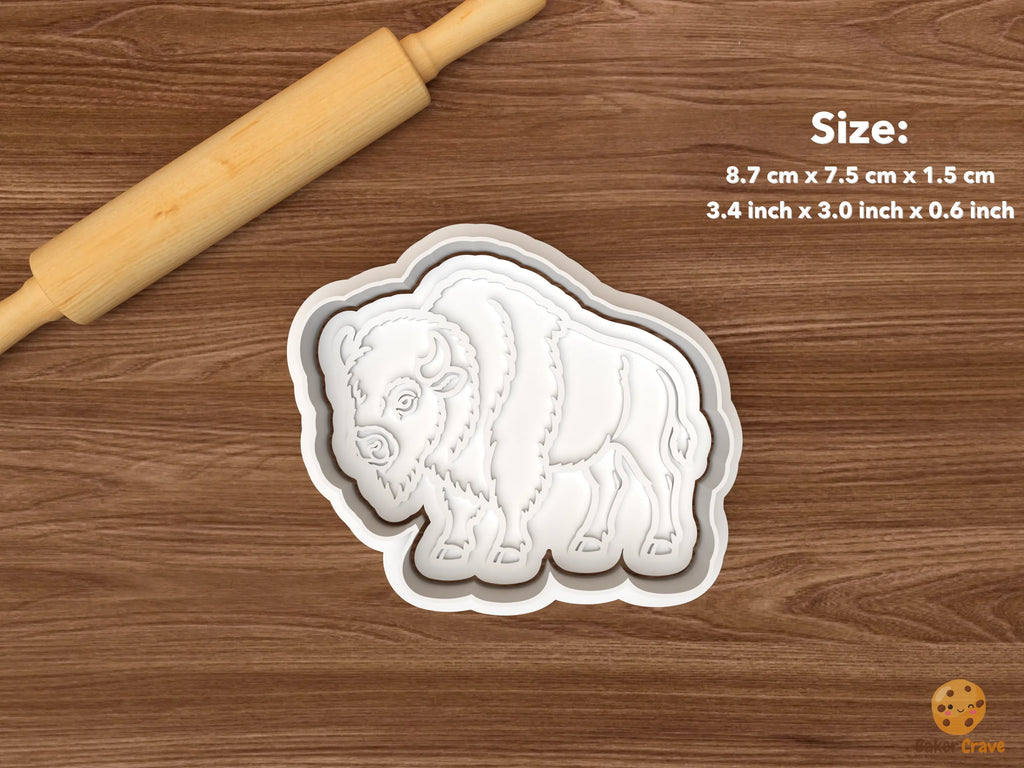 Bison Cookie Cutter Set STL File - single standing bison