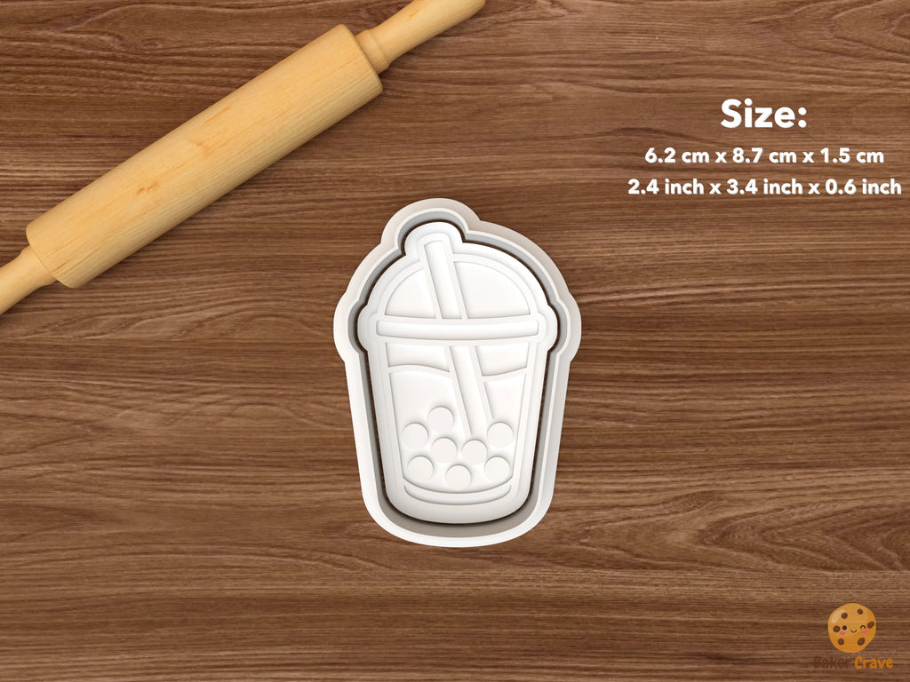 Boba Tea Cookie Cutter Set STL File - single boba tea cup with straw