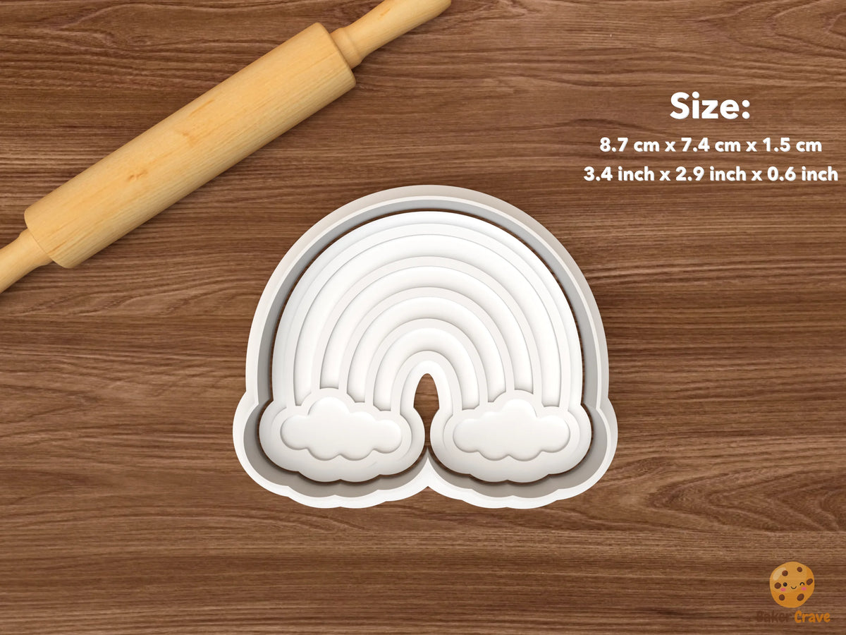 Boho Rainbow Cookie Cutter Set - single rainbow with clouds