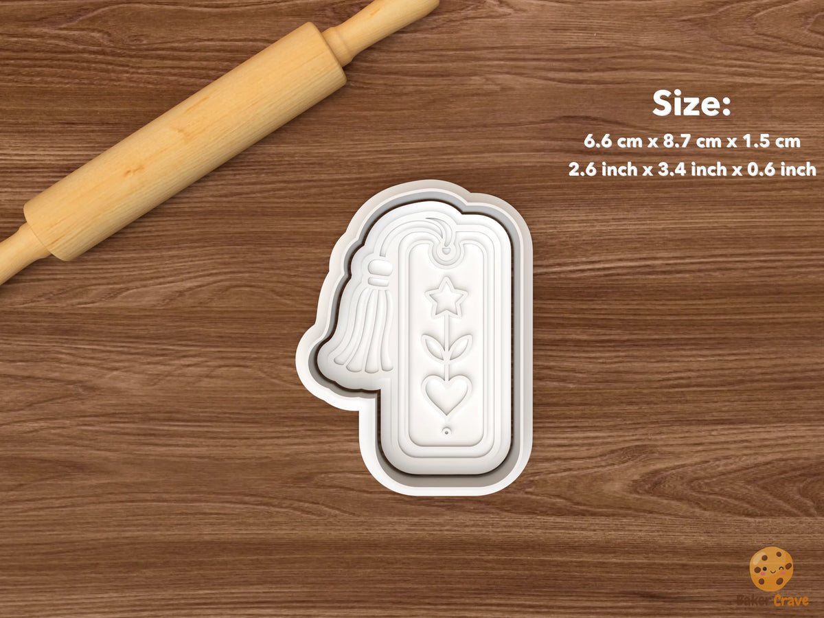 Book Lover Cookie Cutter Set - single bookmark with tassel