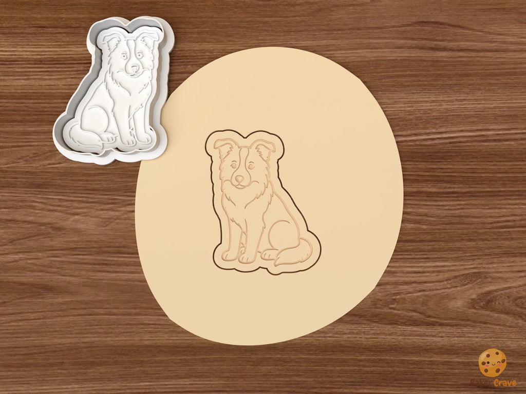 Border Collie Dog Cookie Cutter Set STL File - dough sitting border collie dog
