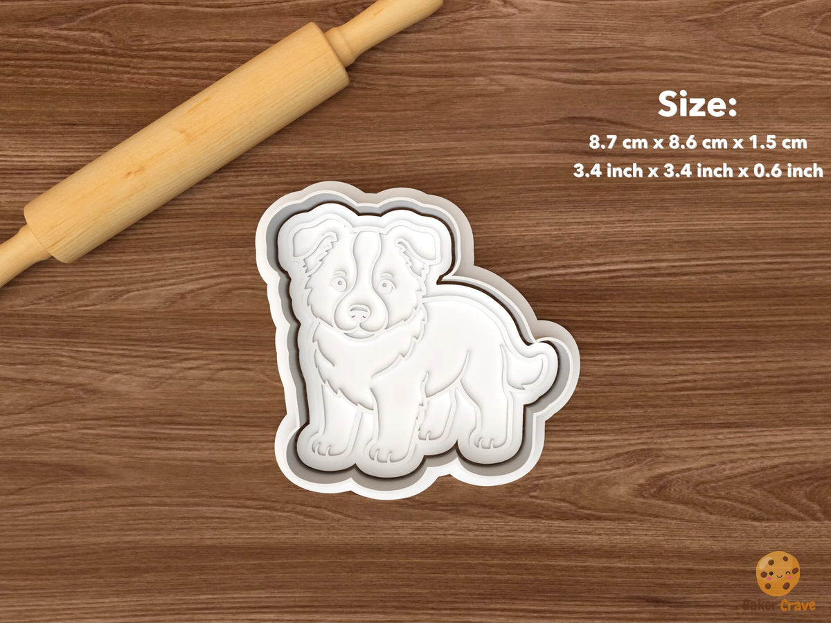 Border Collie Dog Cookie Cutter Set - single standing border collie puppy