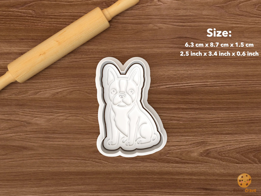 Boston Terrier Dog Cookie Cutter Set STL File - single sitting boston terrier dog