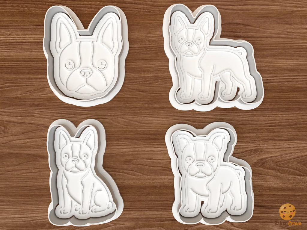 Boston Terrier Dog Cookie Cutter Set STL File - 01 set main