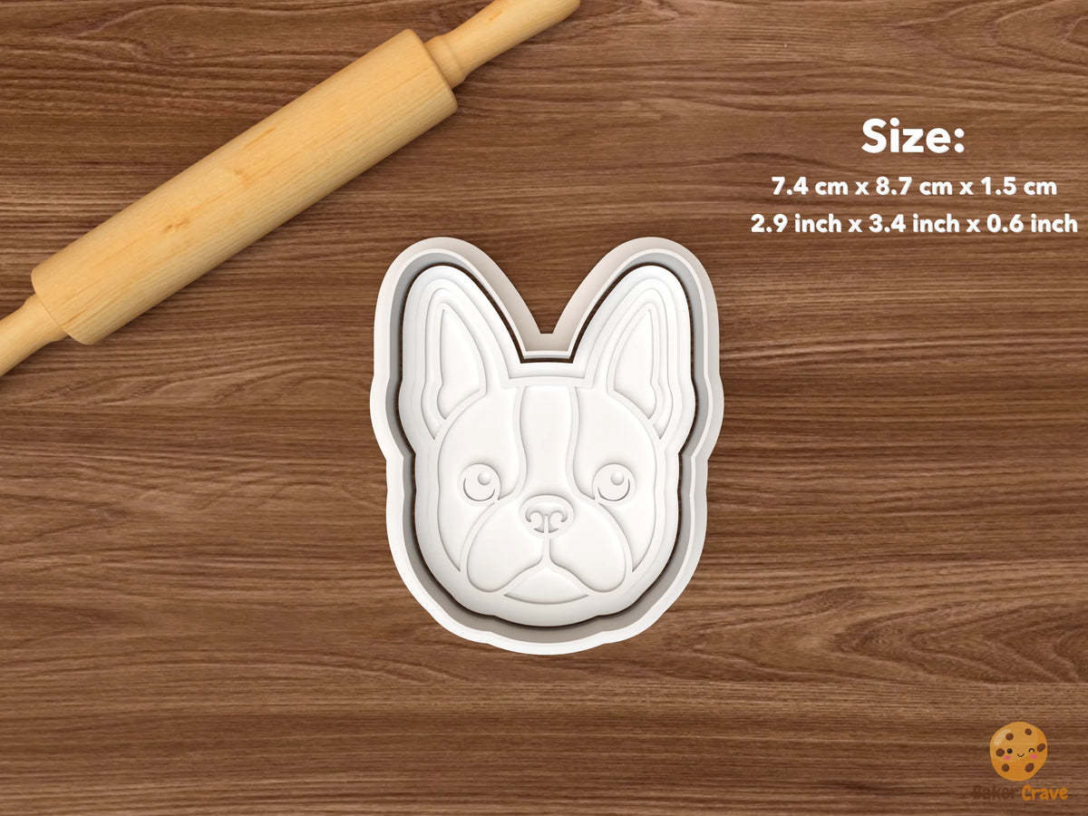 Boston Terrier Dog Cookie Cutter Set - single boston terrier dog face