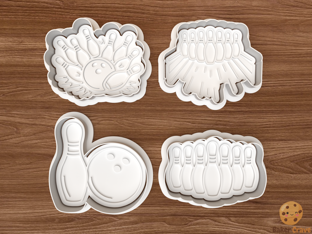 Bowling Cookie Cutter Set STL File - bowling1