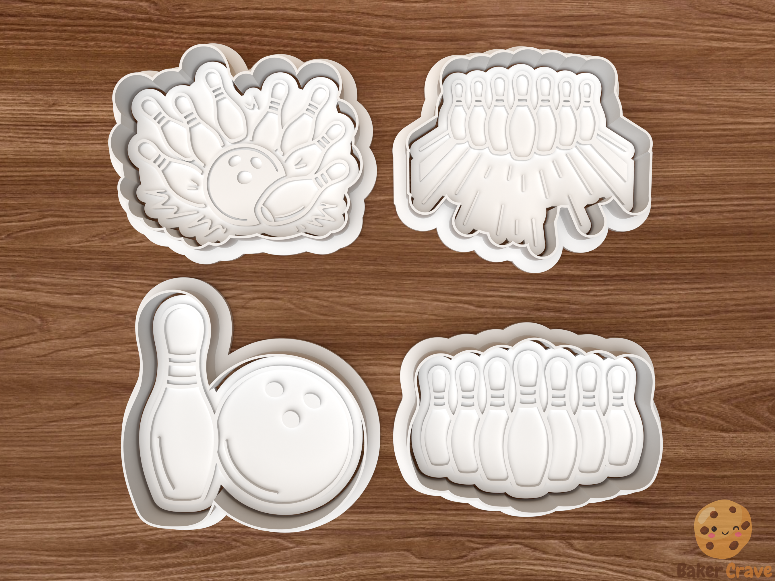 Bowling Cookie Cutter Set STL File - bowling1