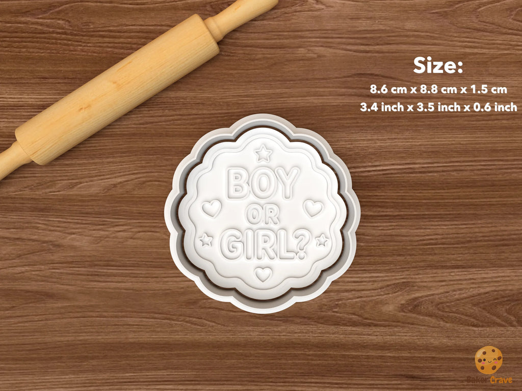 Boy Or Girl Gender Reveal Cookie Cutter Set STL File - single boy or girl plaque