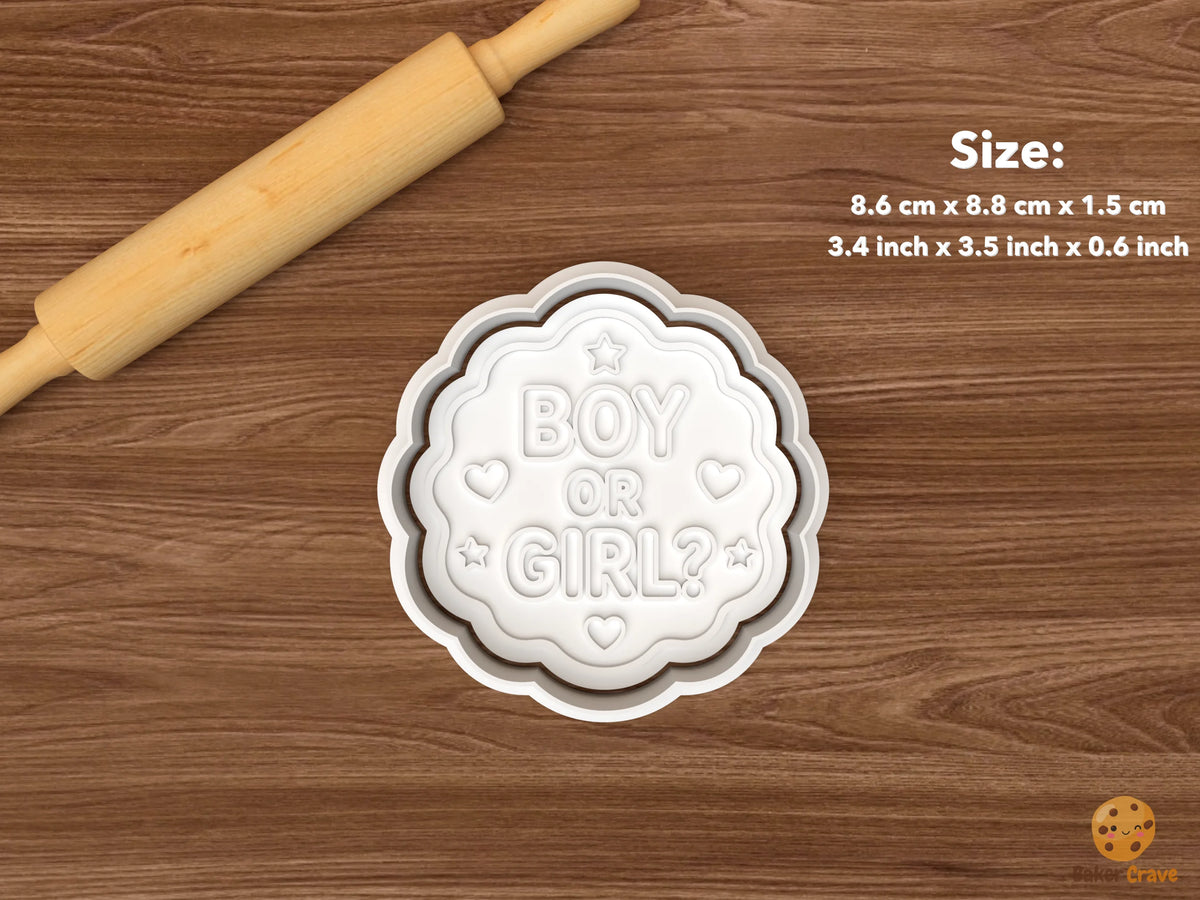 Boy Or Girl Gender Reveal Cookie Cutter Set - single boy or girl plaque