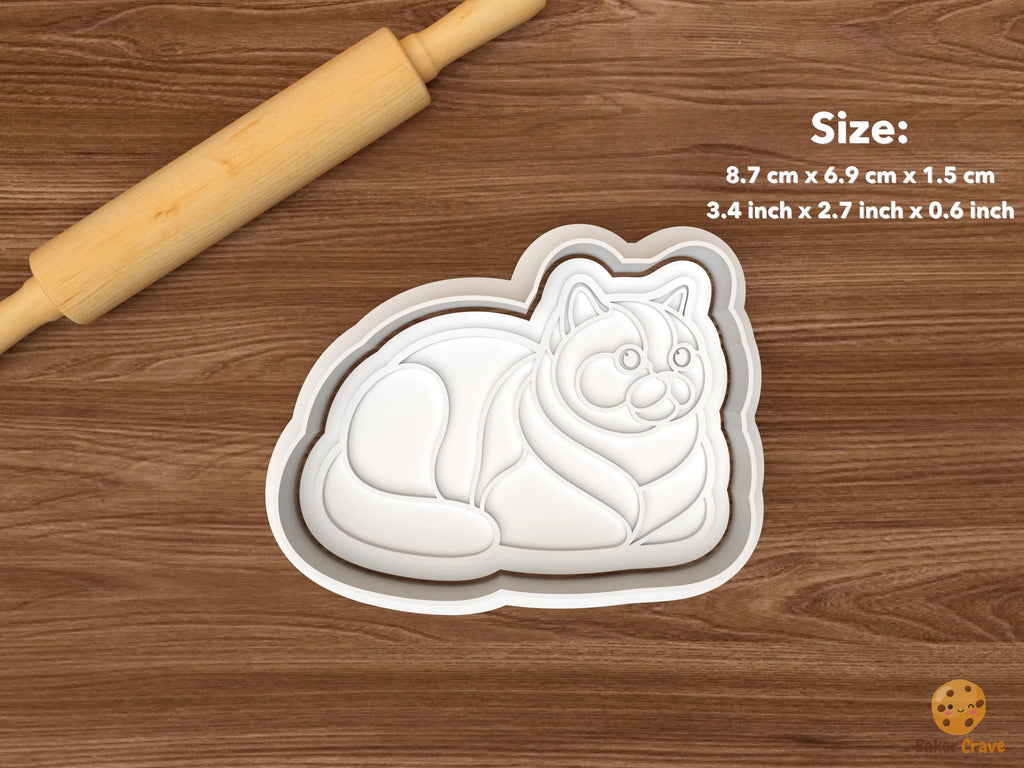 British Shorthair Cat Cookie Cutter Set STL File - single lying british shorthair cat