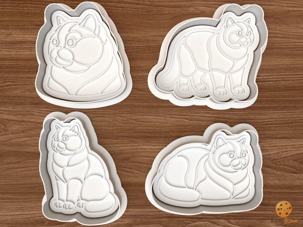 British Shorthair Cat Cookie Cutter Set STL File - 01 set main