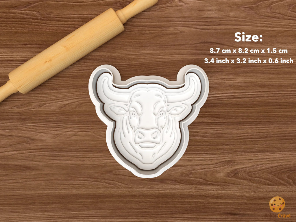 Bull Cookie Cutter Set STL File - single bull head