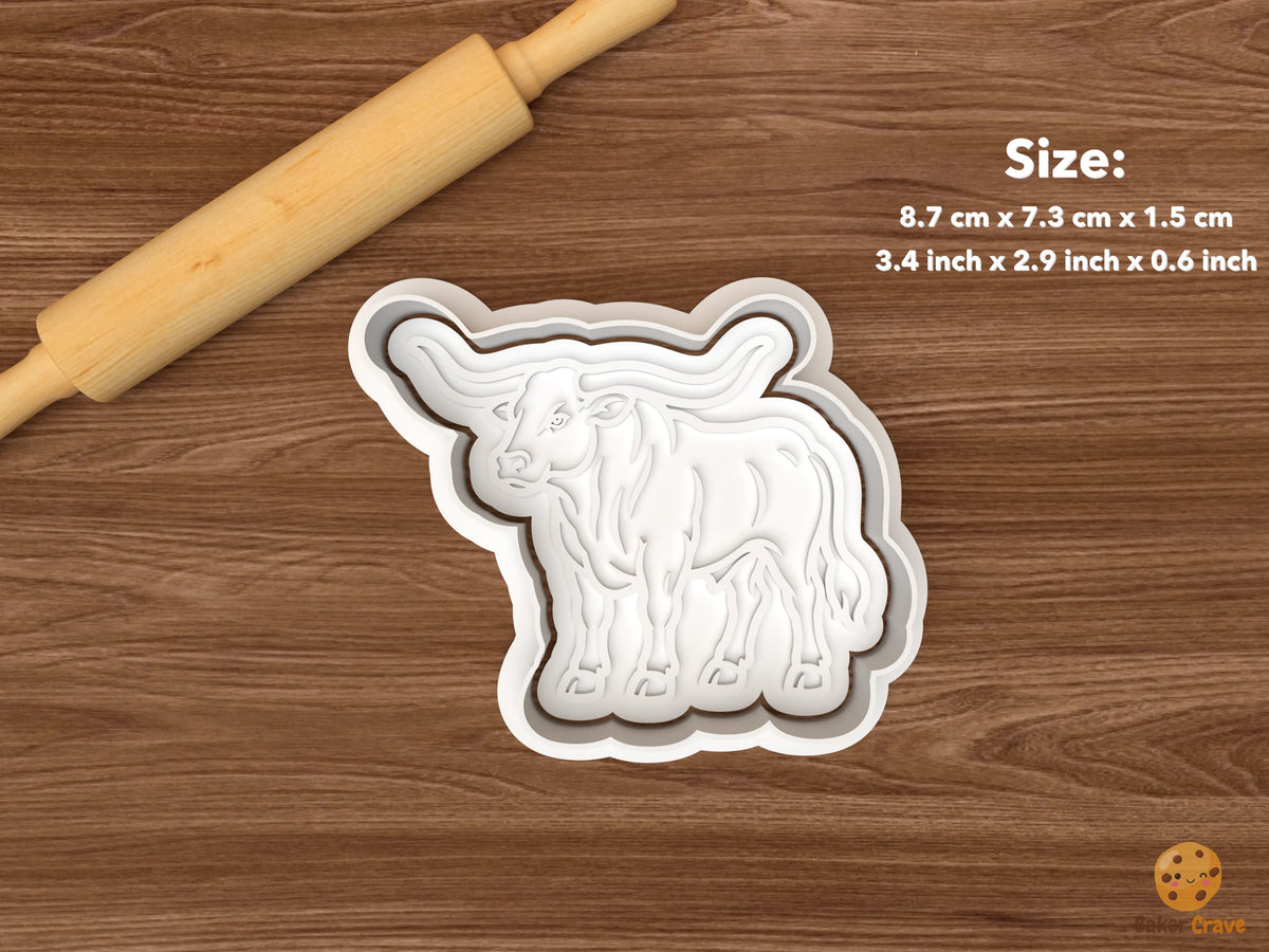 Bull Cookie Cutter Set STL File - single standing longhorn bull