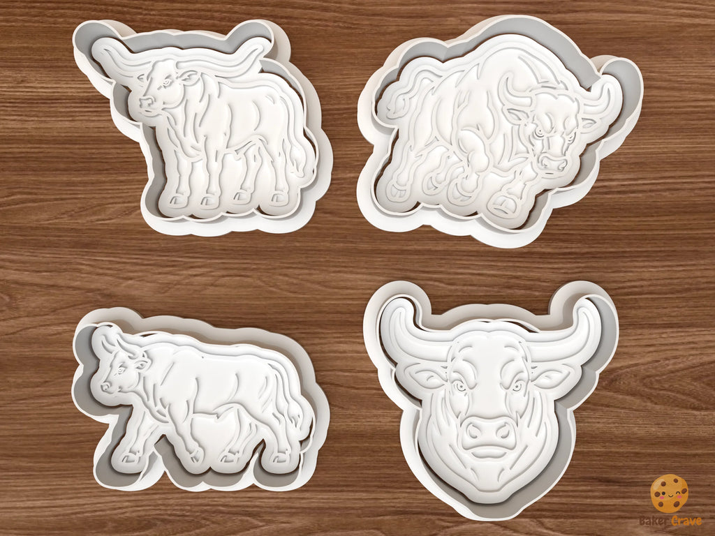 Bull Cookie Cutter Set STL File - 01 set main