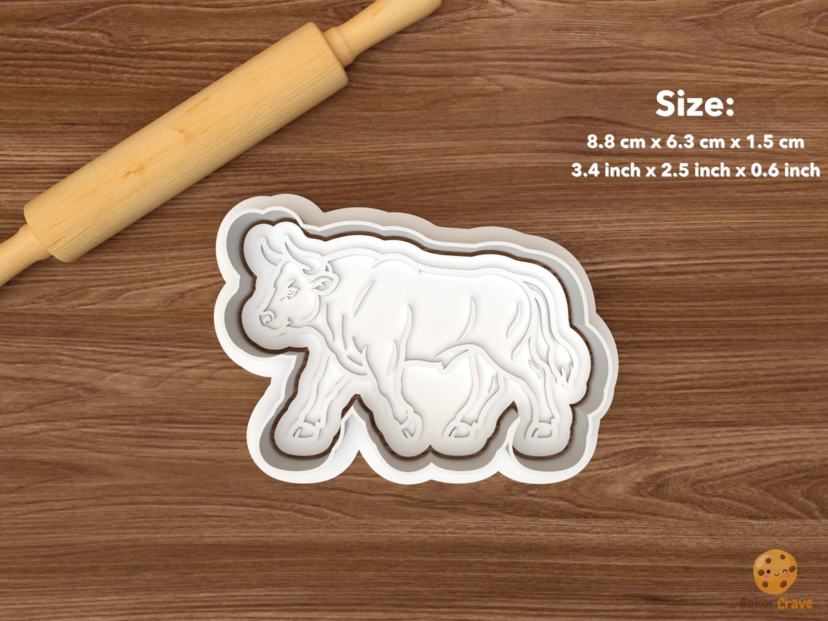 Bull Cookie Cutter Set STL File - single walking bull