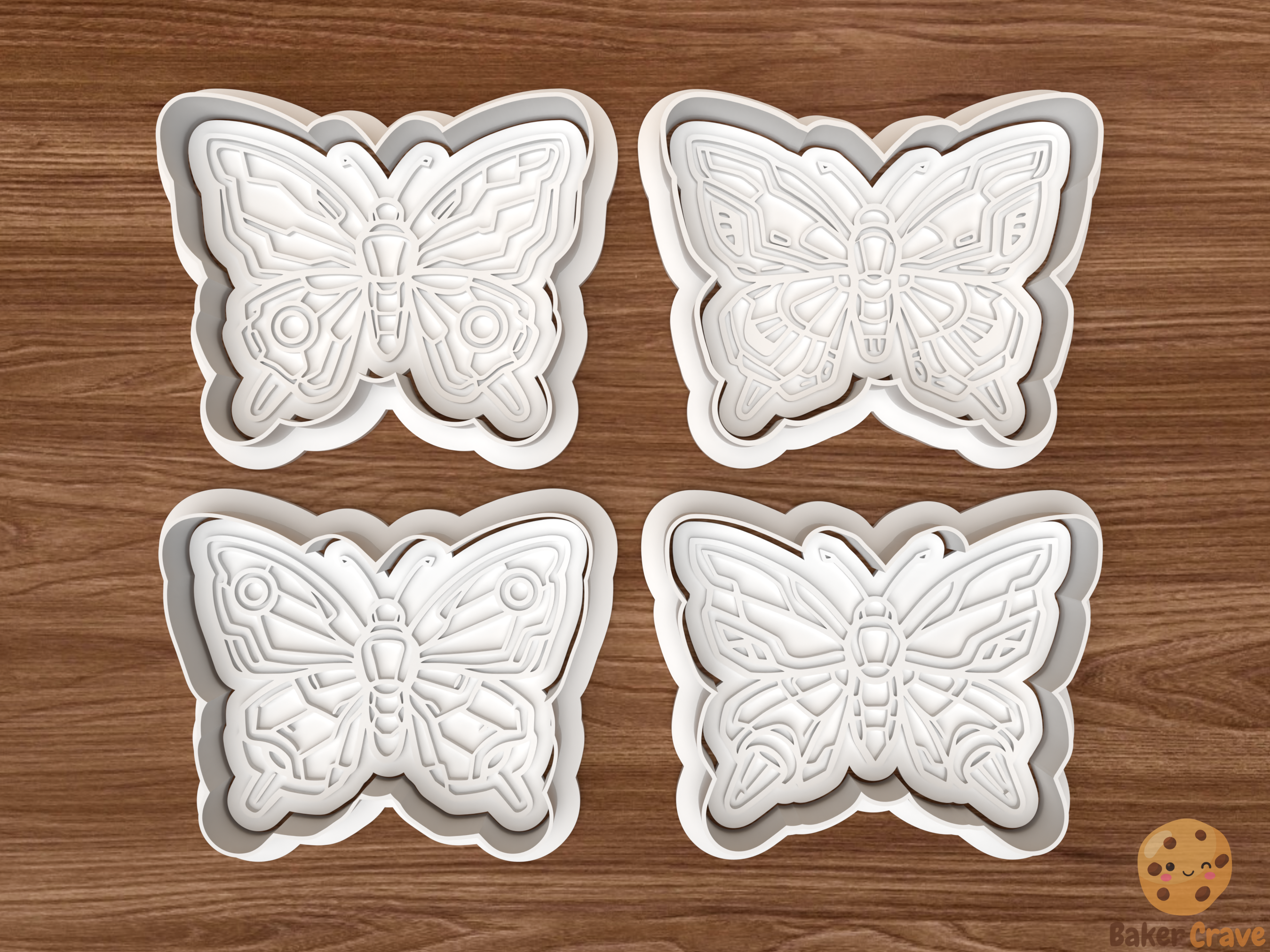 Mechanical Butterfly Cookie Cutter Set STL File - butterfly1