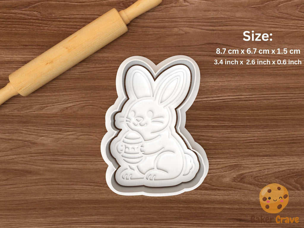 Easter Bunny Holding Egg Cookie Cutter STL File