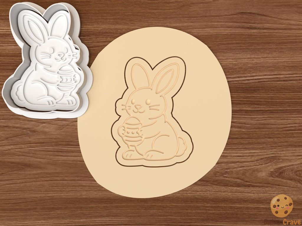 Easter Bunny Holding Egg Cookie Cutter STL File
