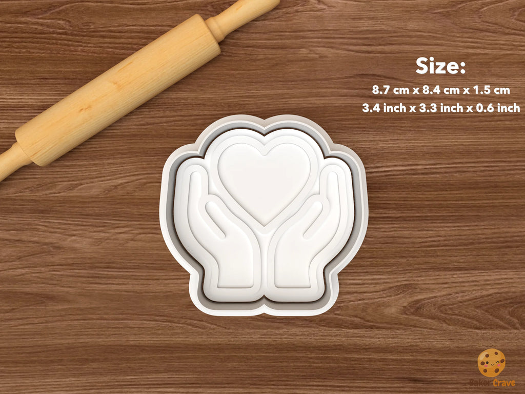Calm Mind Awareness Cookie Cutter Set STL File - single hands holding heart