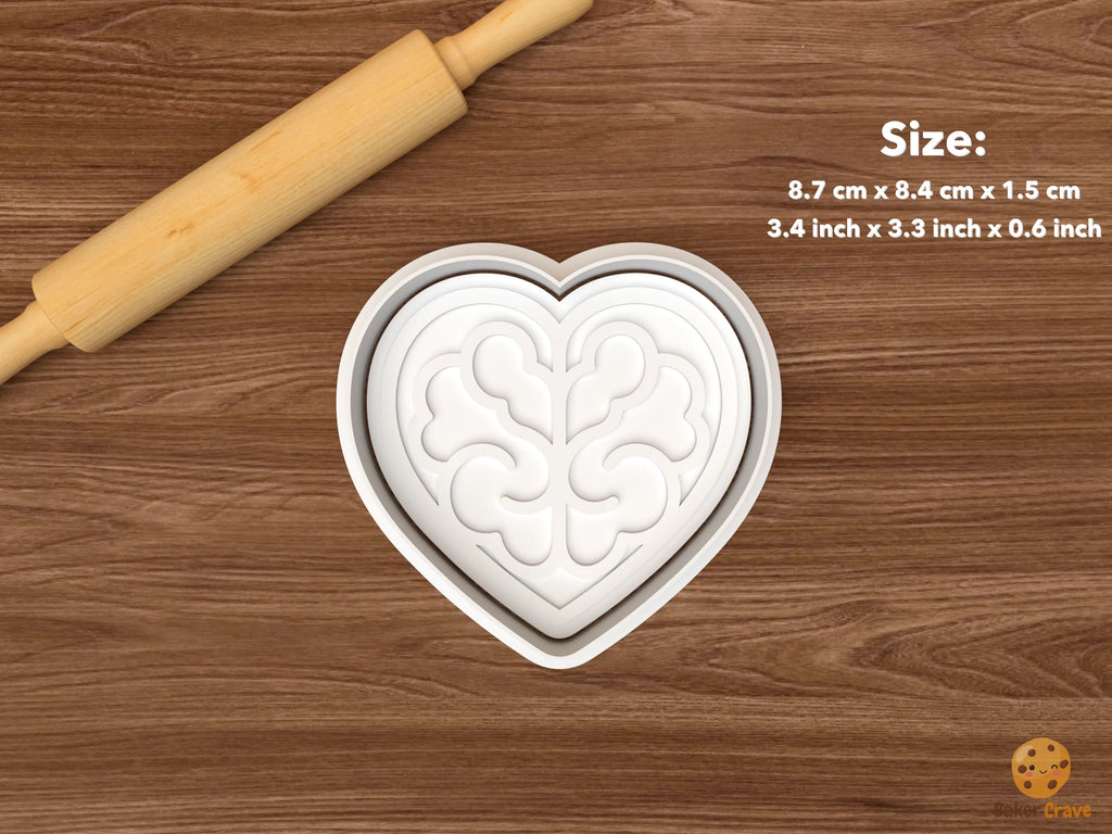 Calm Mind Awareness Cookie Cutter Set STL File - single brain heart