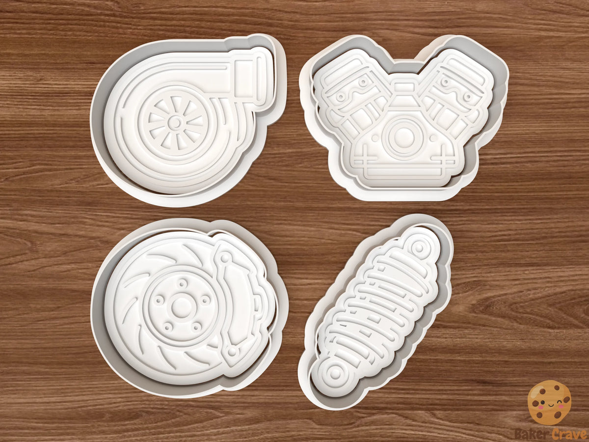 Car Spare Parts Cookie Cutter Set STL File - parts1
