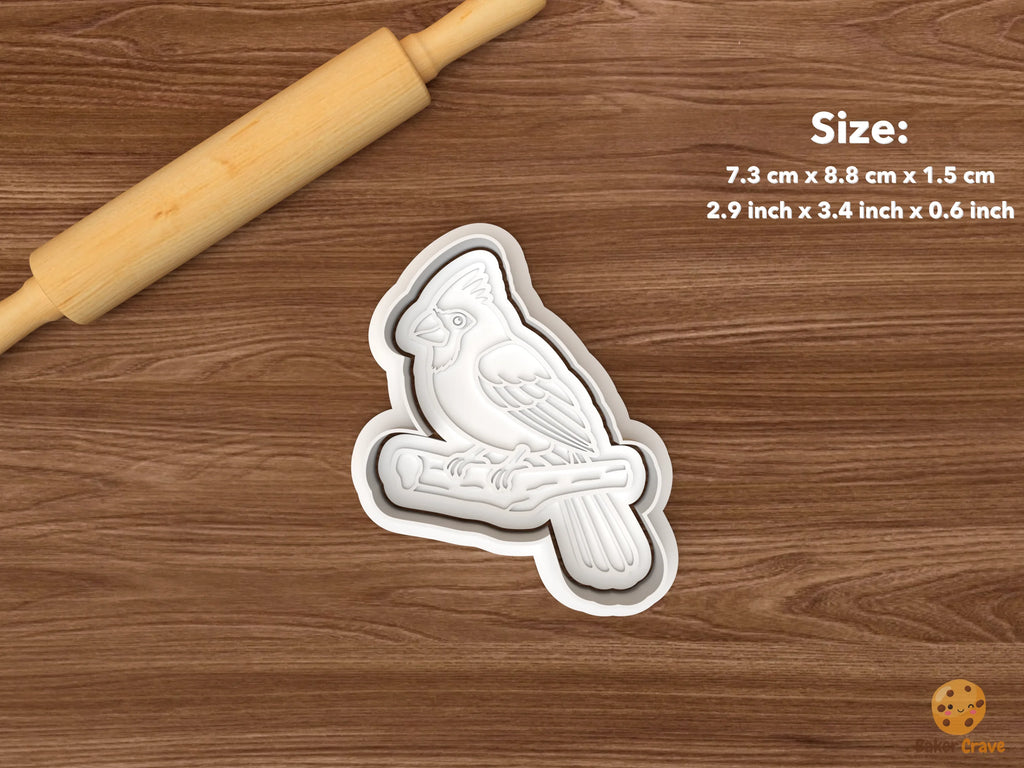 Cardinal Bird Cookie Cutter Set STL File - single perched cardinal