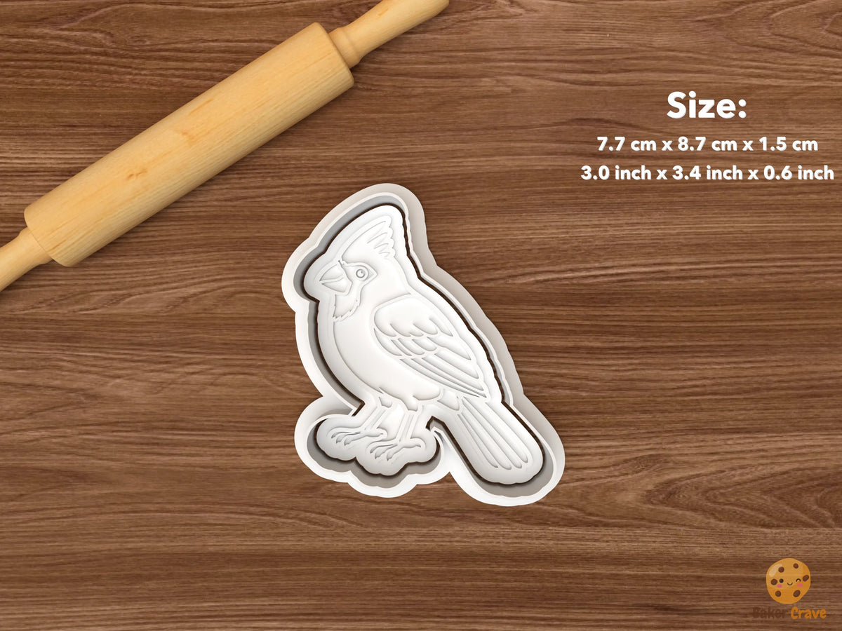 Cardinal Bird Cookie Cutter Set STL File - single standing cardinal