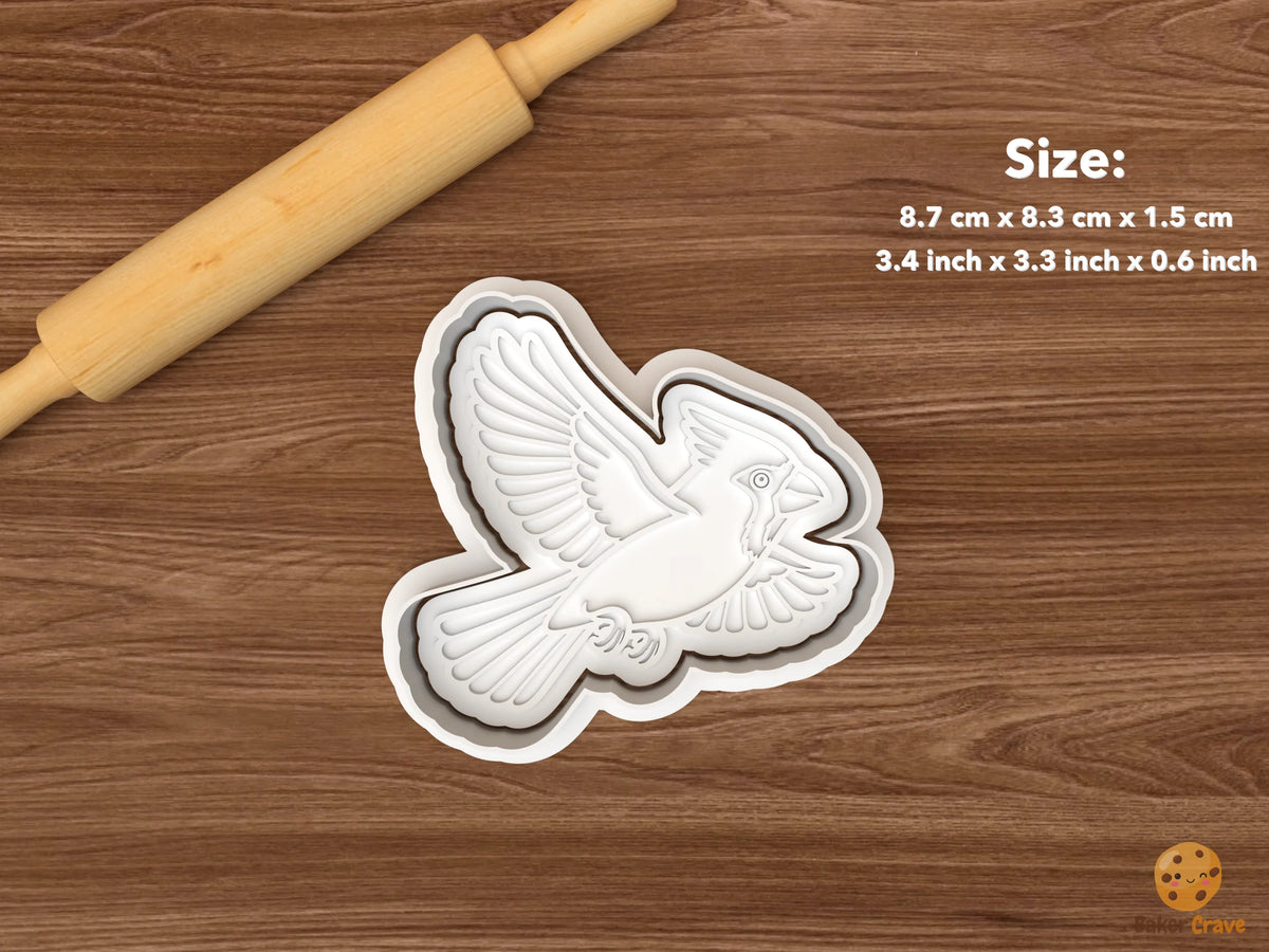 Cardinal Bird Cookie Cutter Set STL File - single flying cardinal