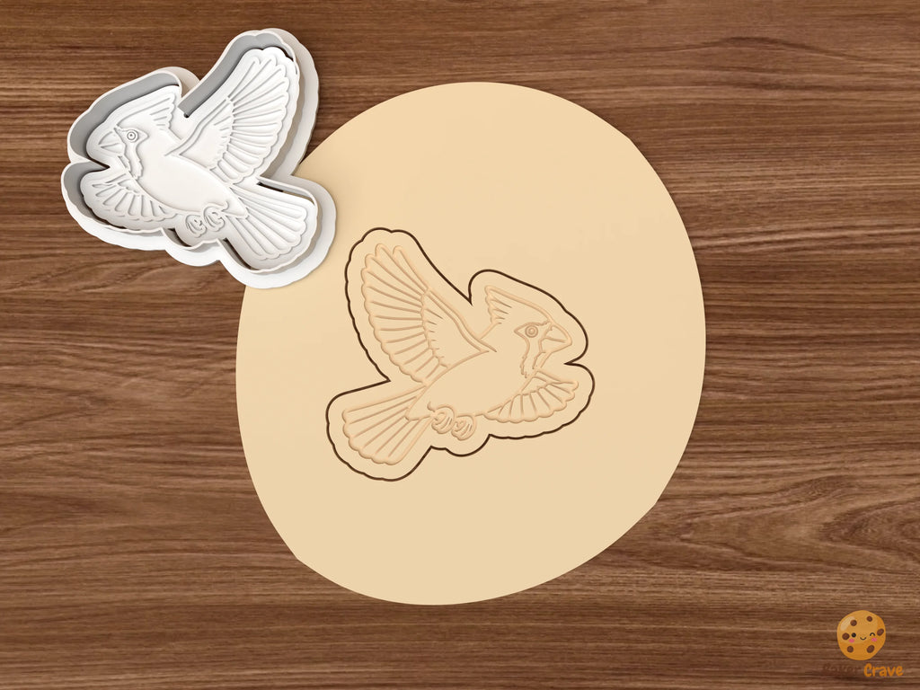 Cardinal Bird Cookie Cutter Set STL File - dough flying cardinal
