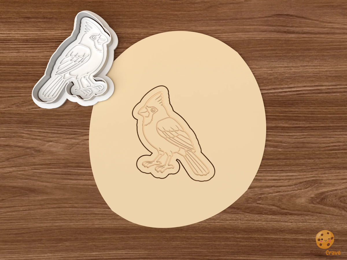 Cardinal Bird Cookie Cutter Set STL File - dough standing cardinal