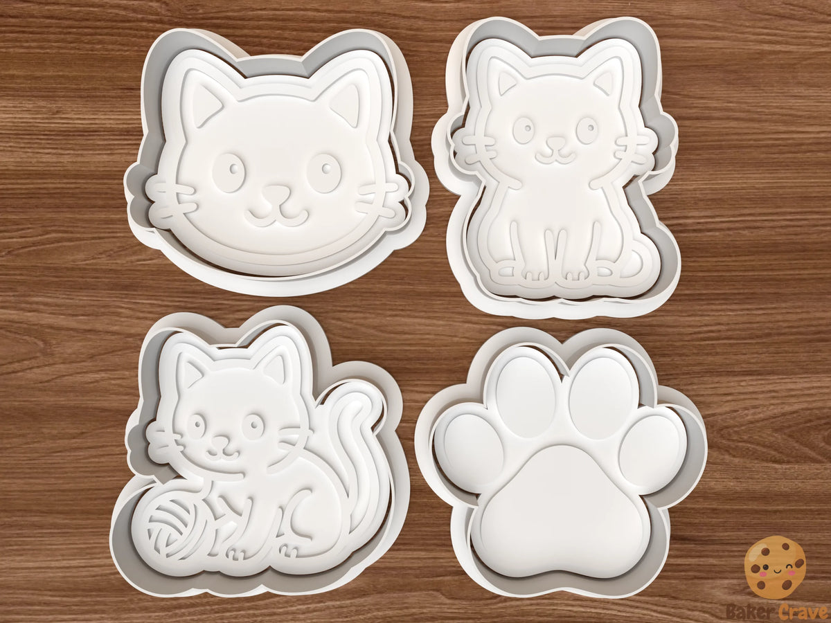 Cat Cookie Cutter Set STL File - cat1fix