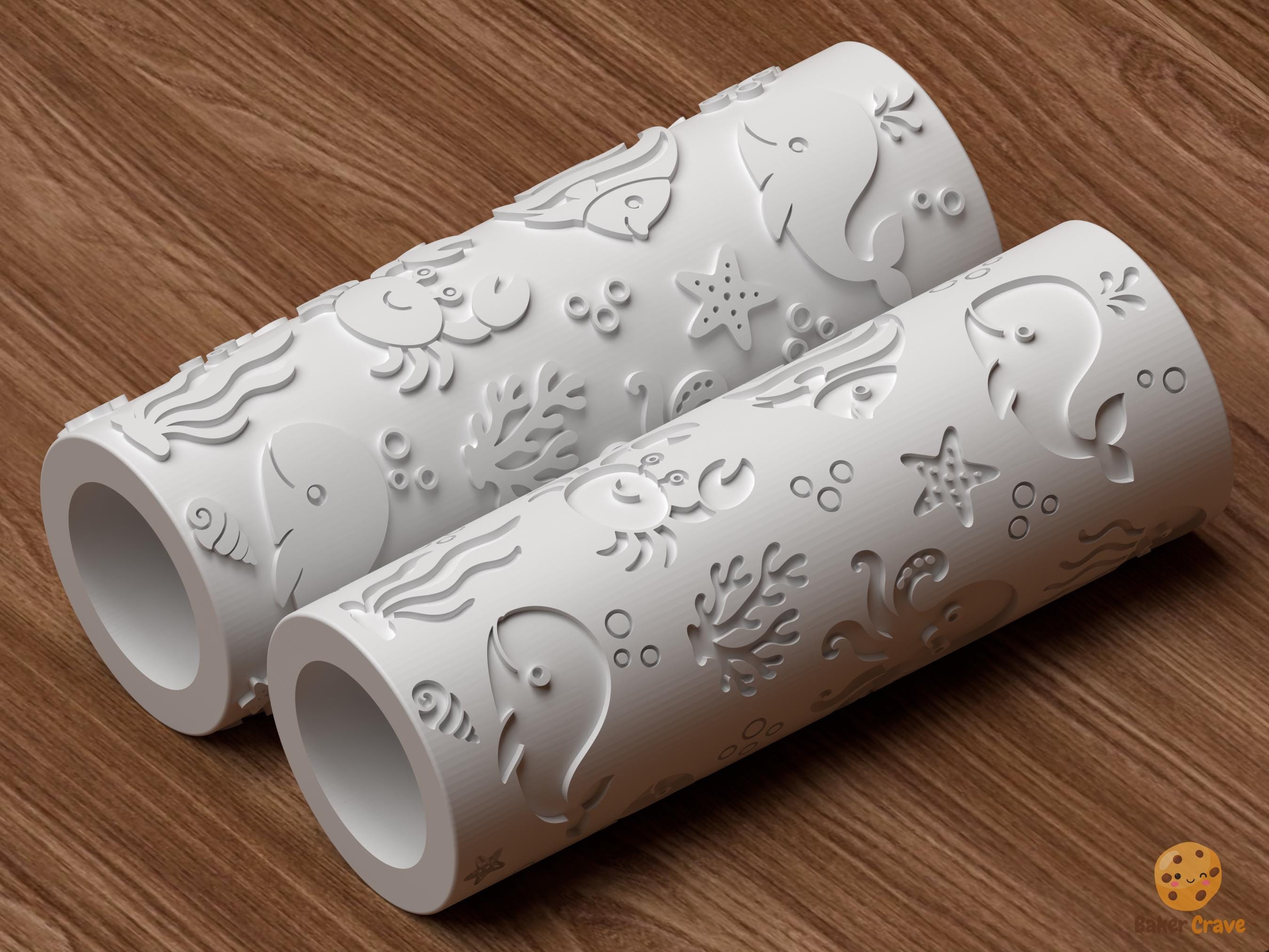 Ocean Animals Pattern Textured Roller STL File