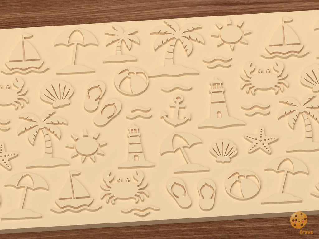 Beach Summer Pattern Textured Roller STL File
