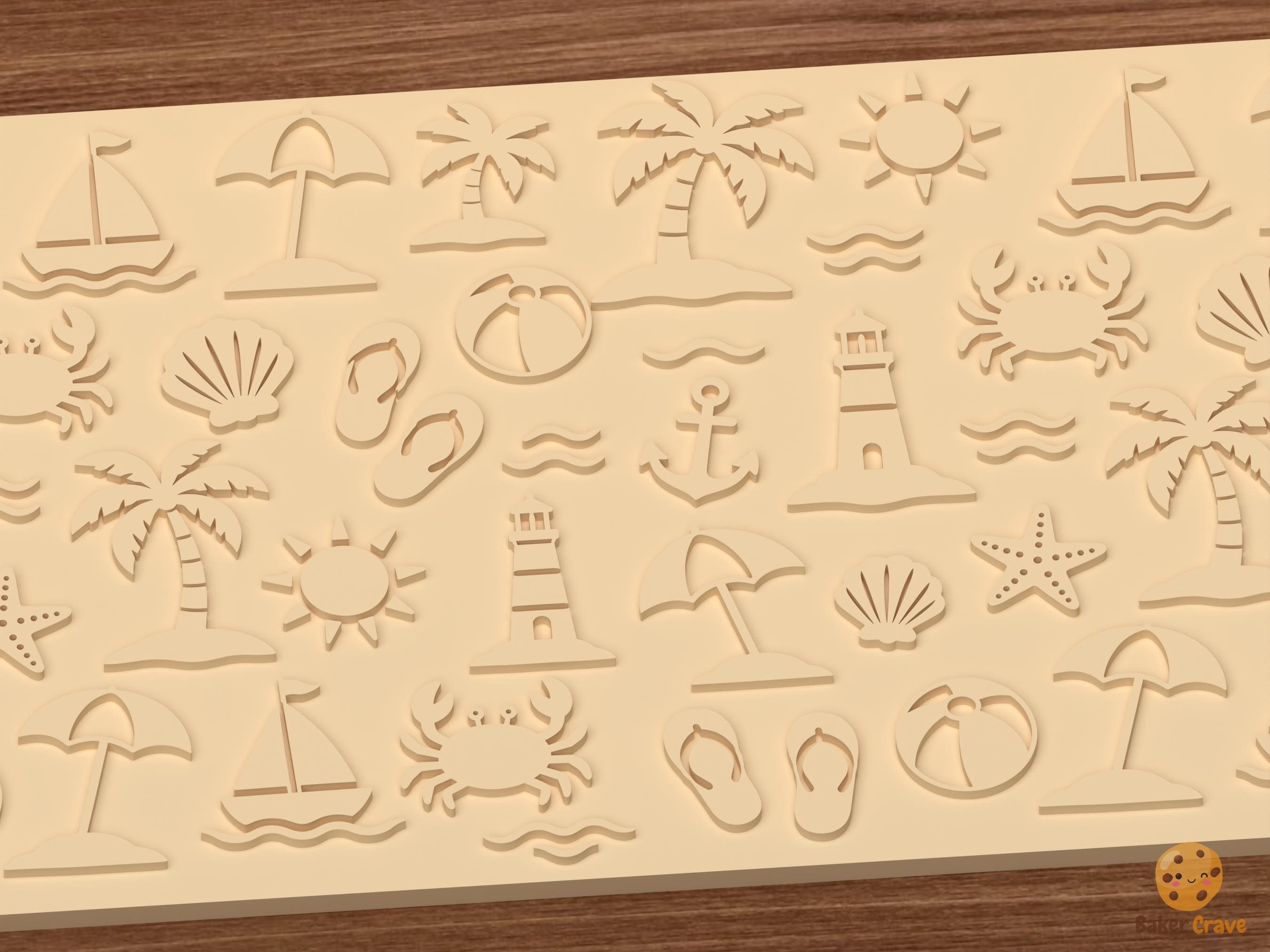 Beach Summer Pattern Textured Roller STL File
