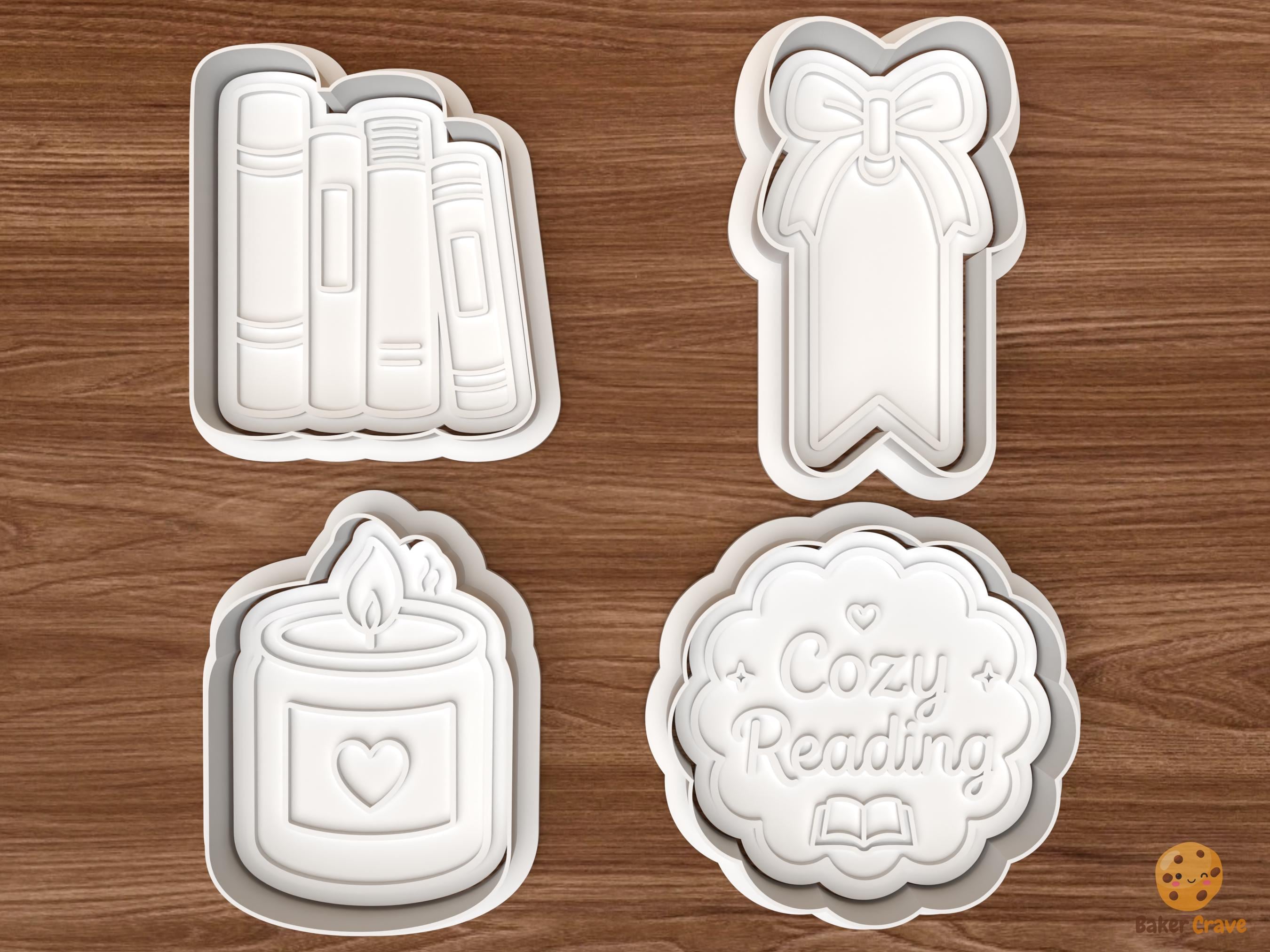 Cozy Reading Cookie Cutter Set STL File