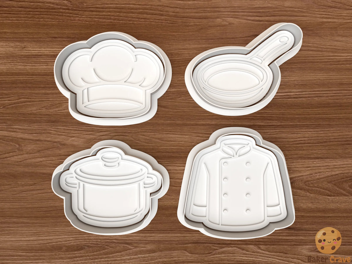 Chef Kitchen Cookie Cutter Set STL File - chef1